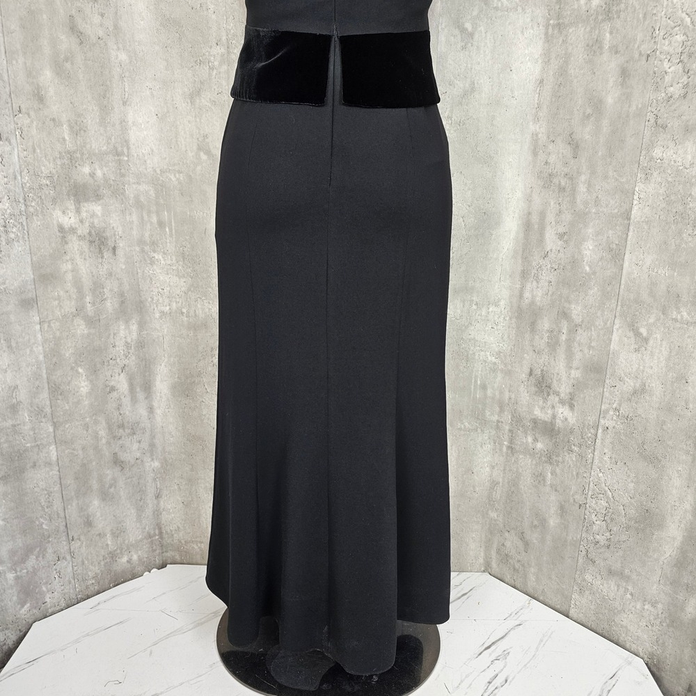 Jones New York Evening Black Velvet Stripe Formal Gown Dress Size 6 Long Elegant - Picture 8 of 9